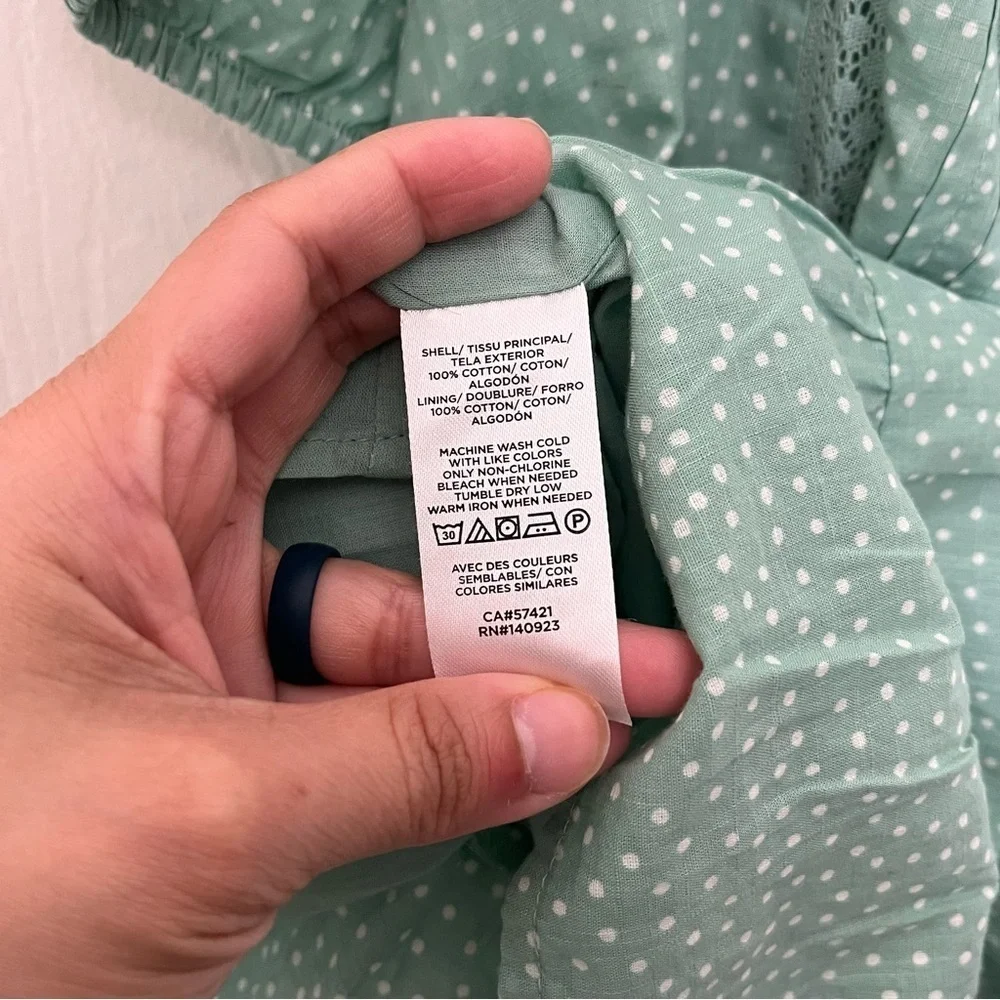 NWT LOFT Babydoll Cottage Core Green Square Neckline Puff Sleeve Green Top